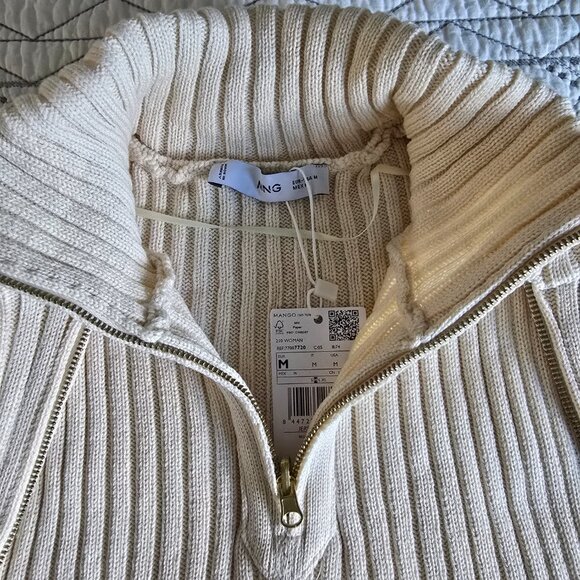 Mango Dual Layer Cable Knit Long Sleeve Sweater Size Med NWT - Picture 5 of 7